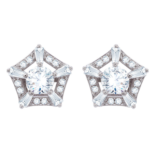Sterling Silver Hexad Diamond Earrings