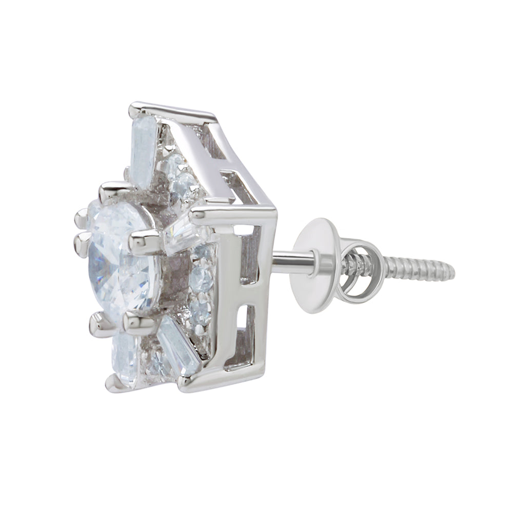 Sterling Silver Hexad Diamond Earrings