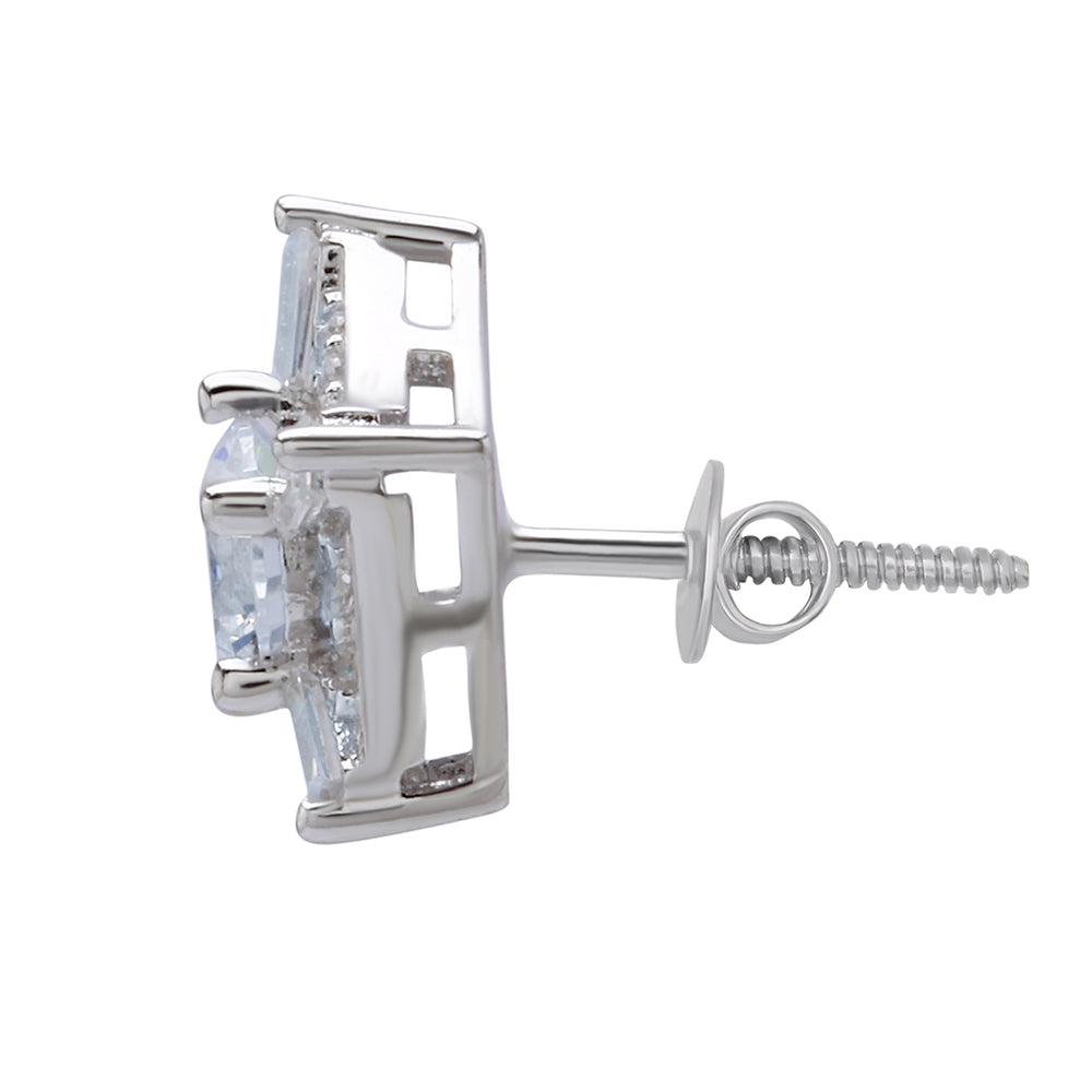 Sterling Silver Hexad Diamond Earrings