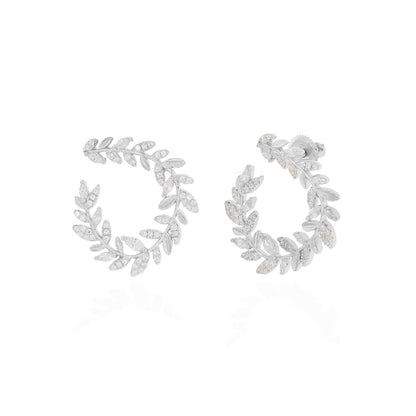 Delicate Leaf Design Sterling Silver Stud Earrings