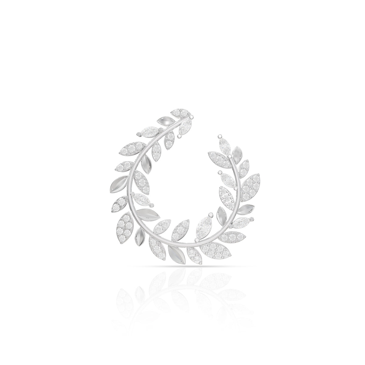 Delicate Leaf Design Sterling Silver Stud Earrings