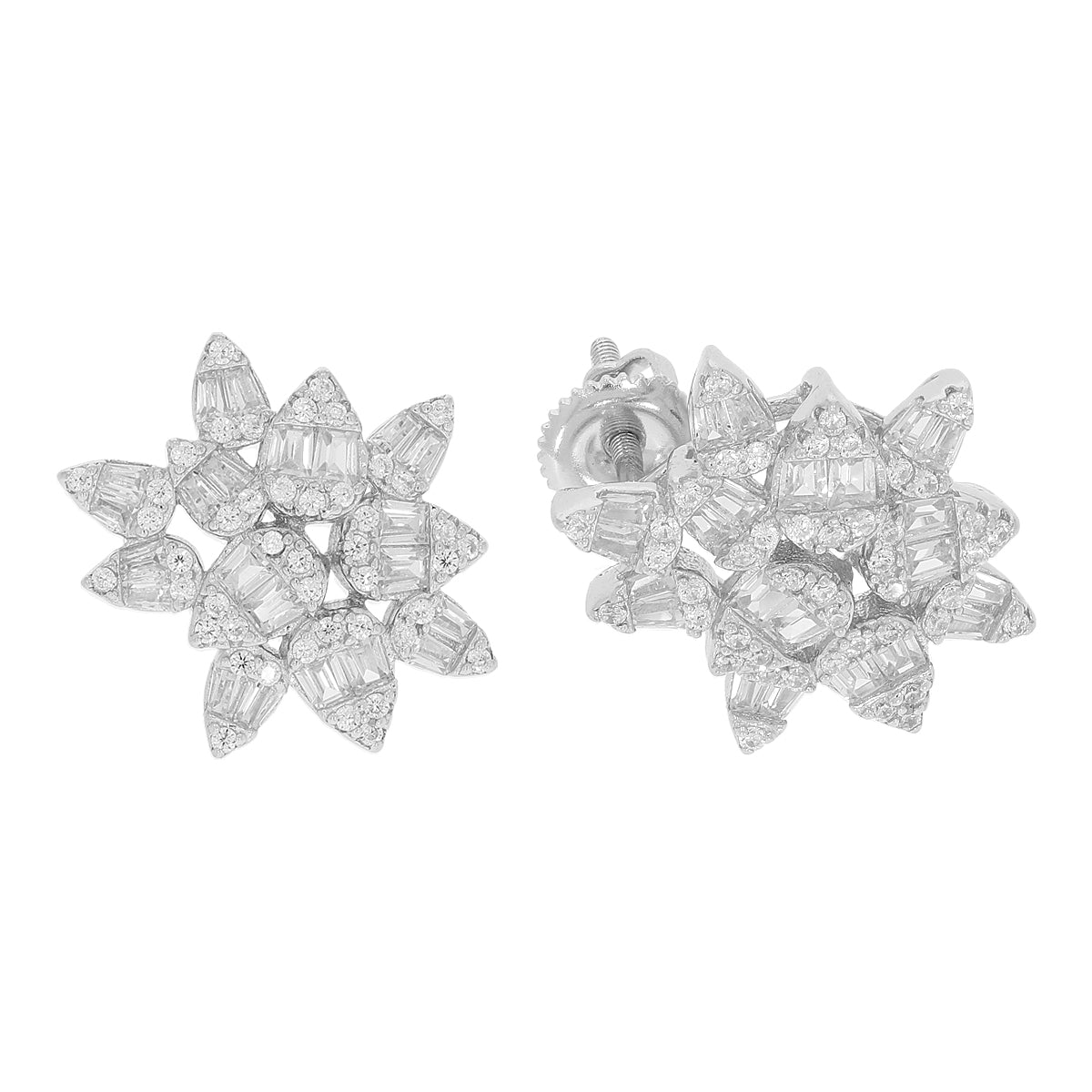 Sterling Silver Swirling Zircon Earrings