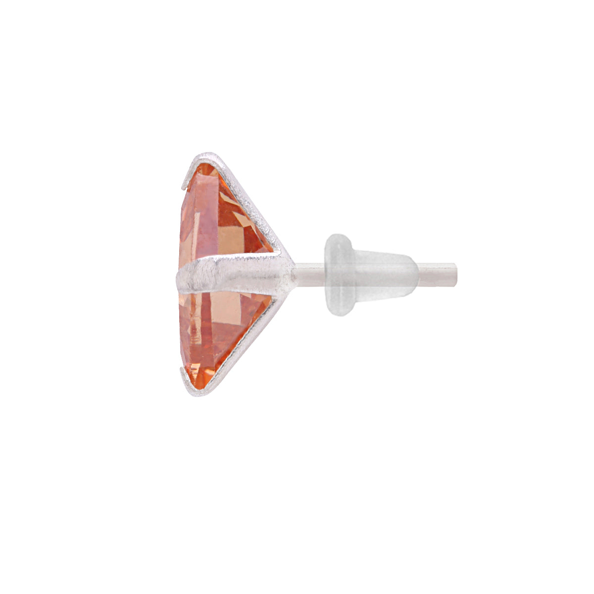 Silver Spessartine Rhombus Stud Earrings