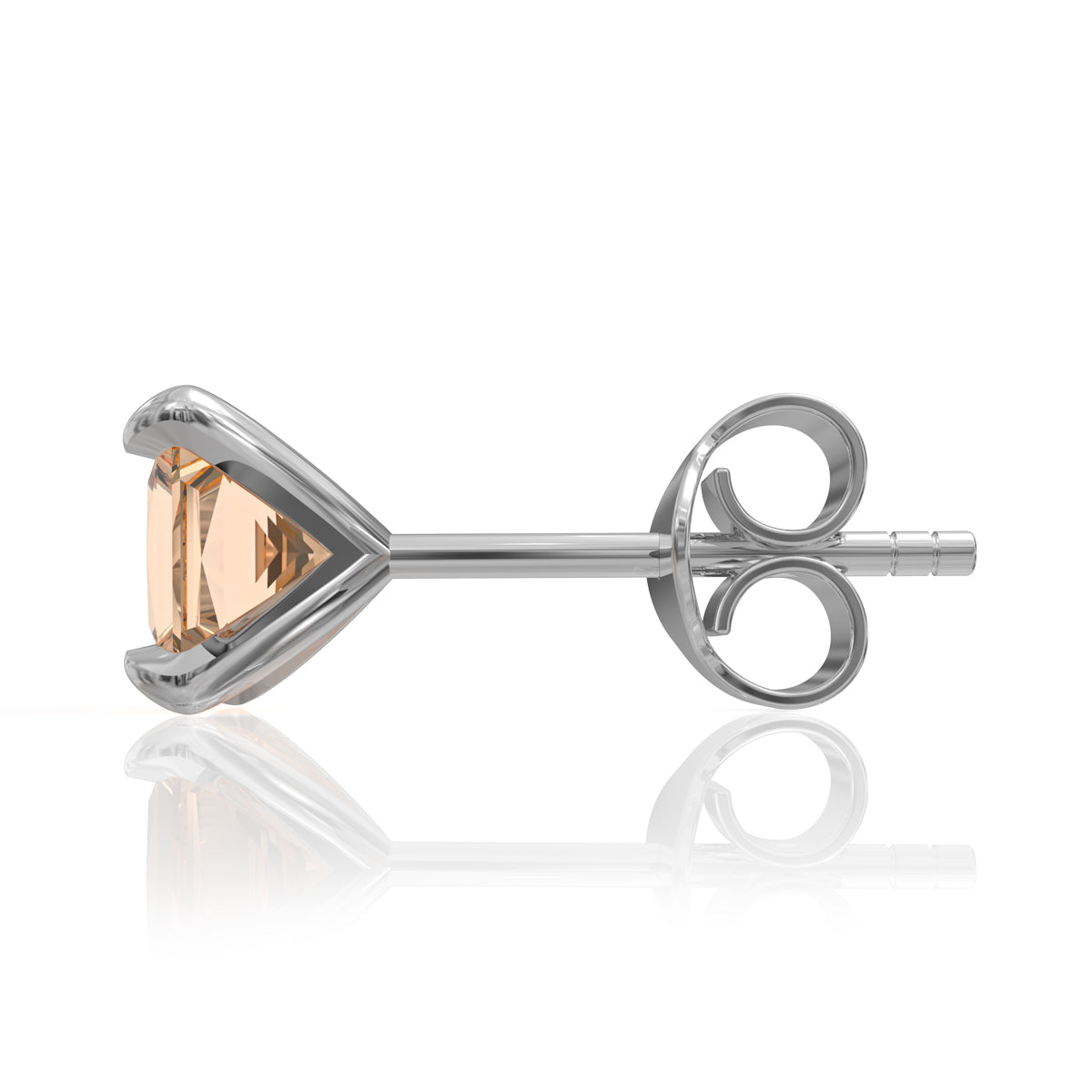 Silver Spessartine Square Stud Earrings