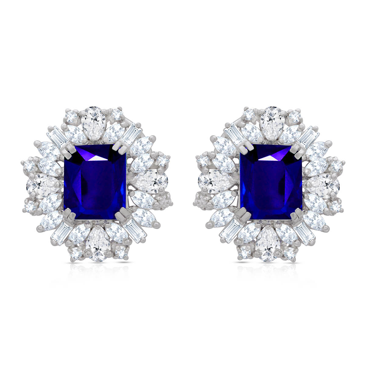 Bold Blue Silver Earring