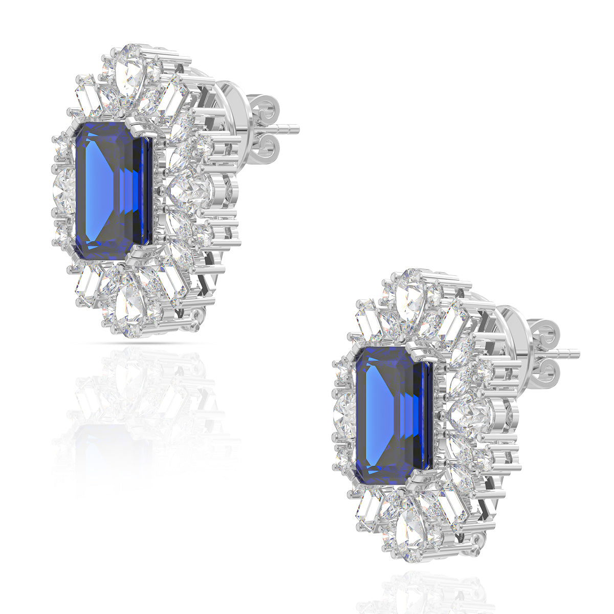 Bold Blue Silver Earring