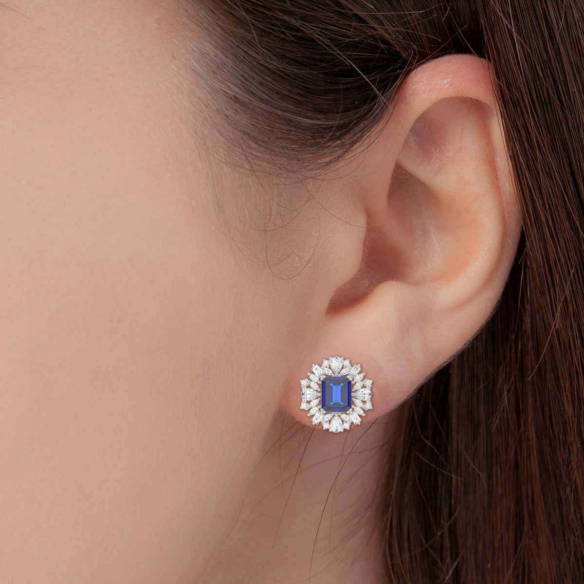 Bold Blue Silver Earring