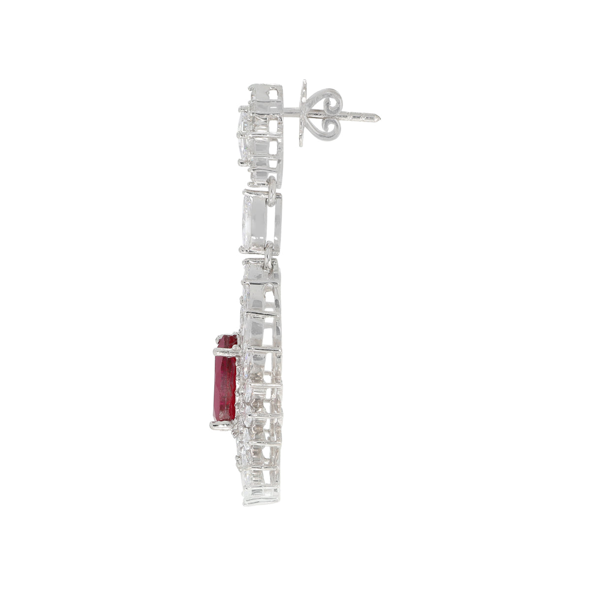 Exquisite Silver Red Sparkle Earrings