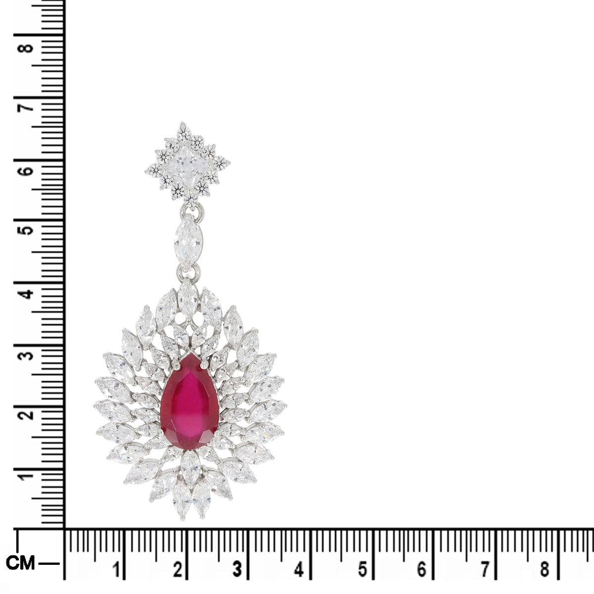 Exquisite Silver Red Sparkle Earrings