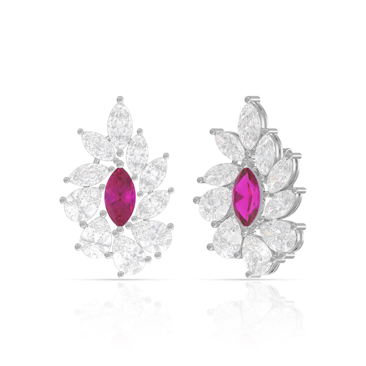 Green Diamond Silver Stud Earrings