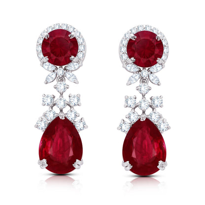 Glamorous Teardrop Ruby-Style Earrings in Sterling Silver