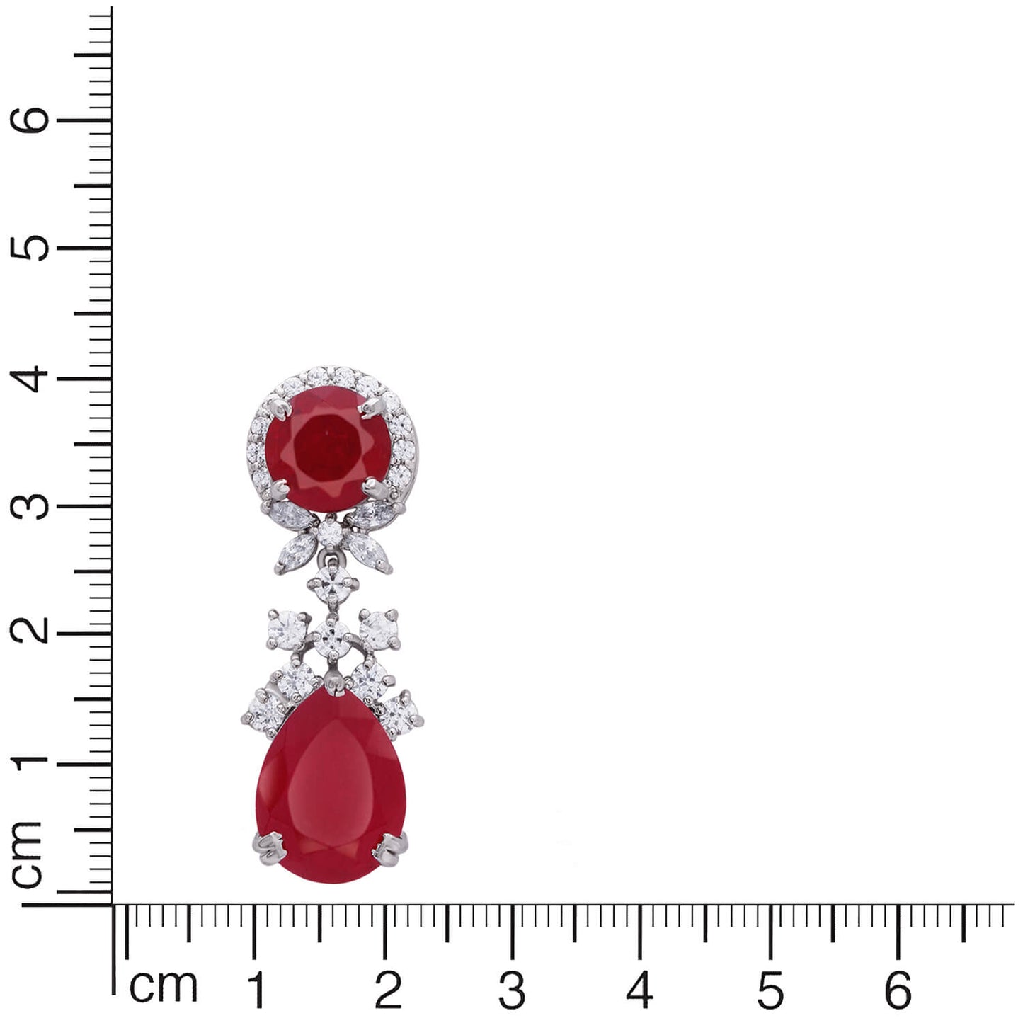 Glamorous Teardrop Ruby-Style Earrings in Sterling Silver