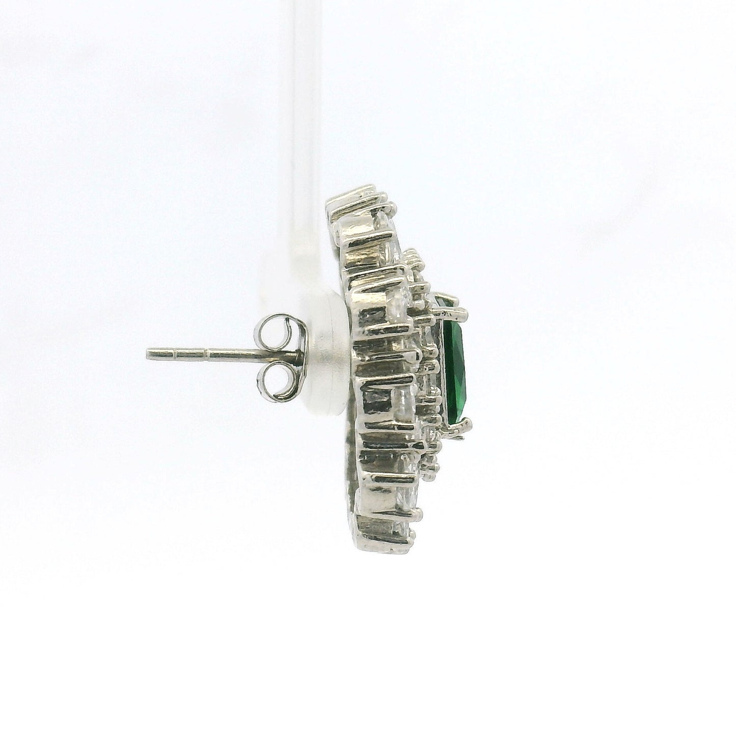 Elegant Green Crystal Halo Studs