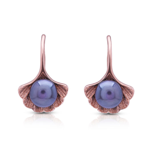 Purple Pearl Drop Silver Earrings