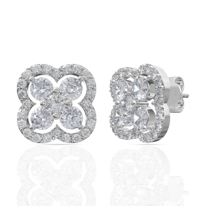 Sterling Silver Diamond Clover Earrings