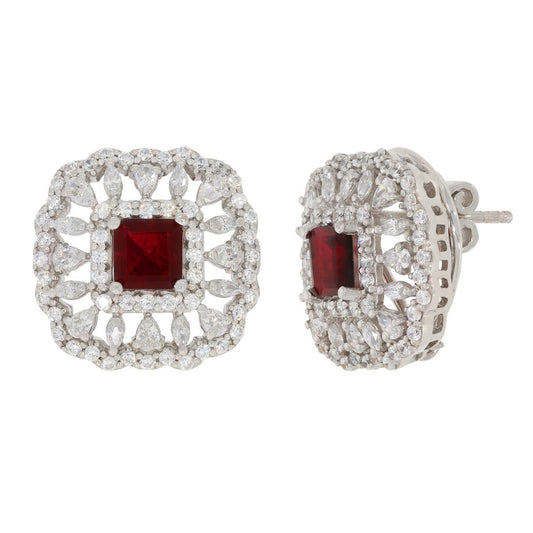 Classic Red Cubic Stud Earrings Perfect for Any Occasion