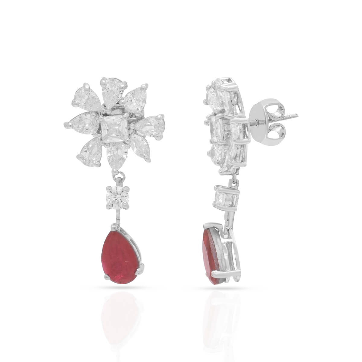 Passionate Bloom Red Floral Drop Earrings