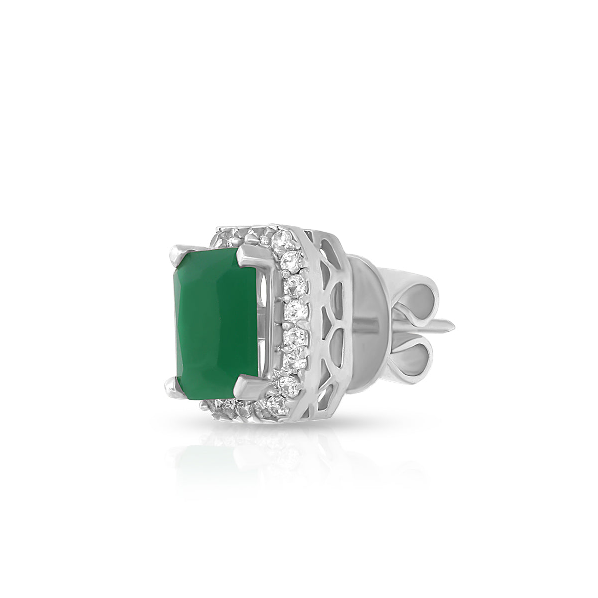 Green Octagon Halo Studs