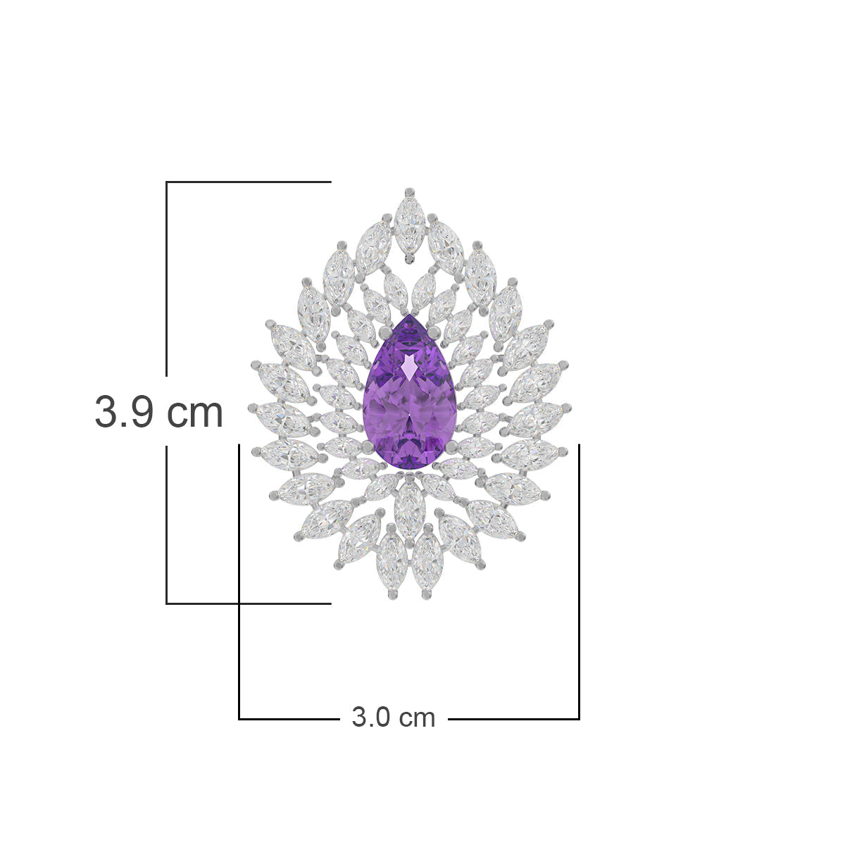 Radiant Purple Gemstone Drop Stud Earrings in Sterling Silver