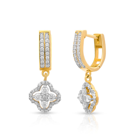 Clover Floral Charm Hoop Earrings