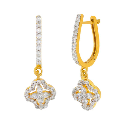 Silver Flower Drops Earring