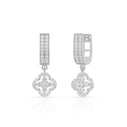 925 Sterling Silver White American Diamond Sterling Silver Hoop Earrings