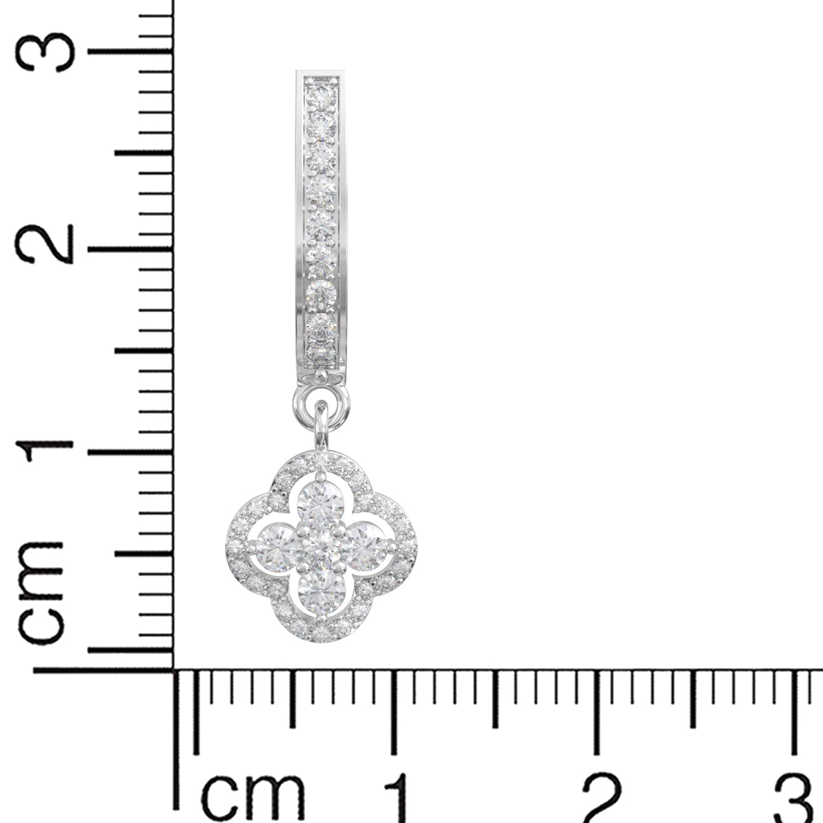 925 Sterling Silver American Diamond Clover Hoop Dangle Silver Earrings