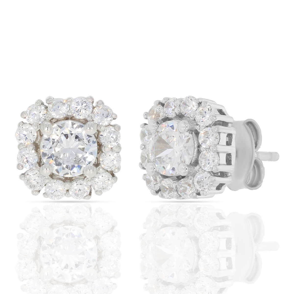 Silver Zircon White Sunshine Studs