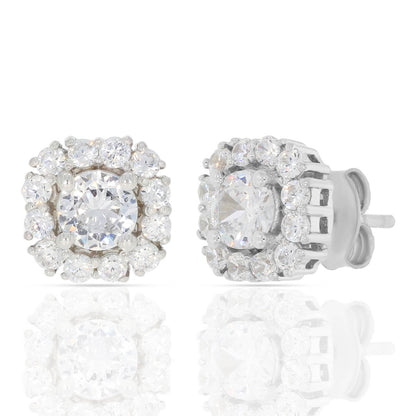Silver Zircon White Sunshine Studs