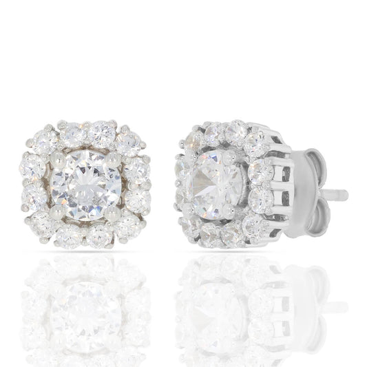 Silver Zircon White Sunshine Studs