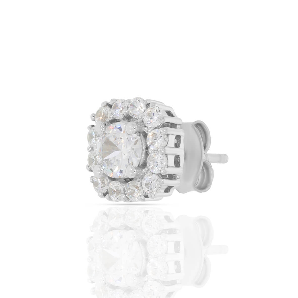 Silver Zircon White Sunshine Studs