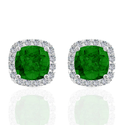 Silver Forest Green Shining Studs