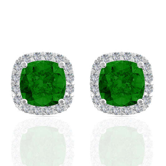 Silver Forest Green Shining Studs