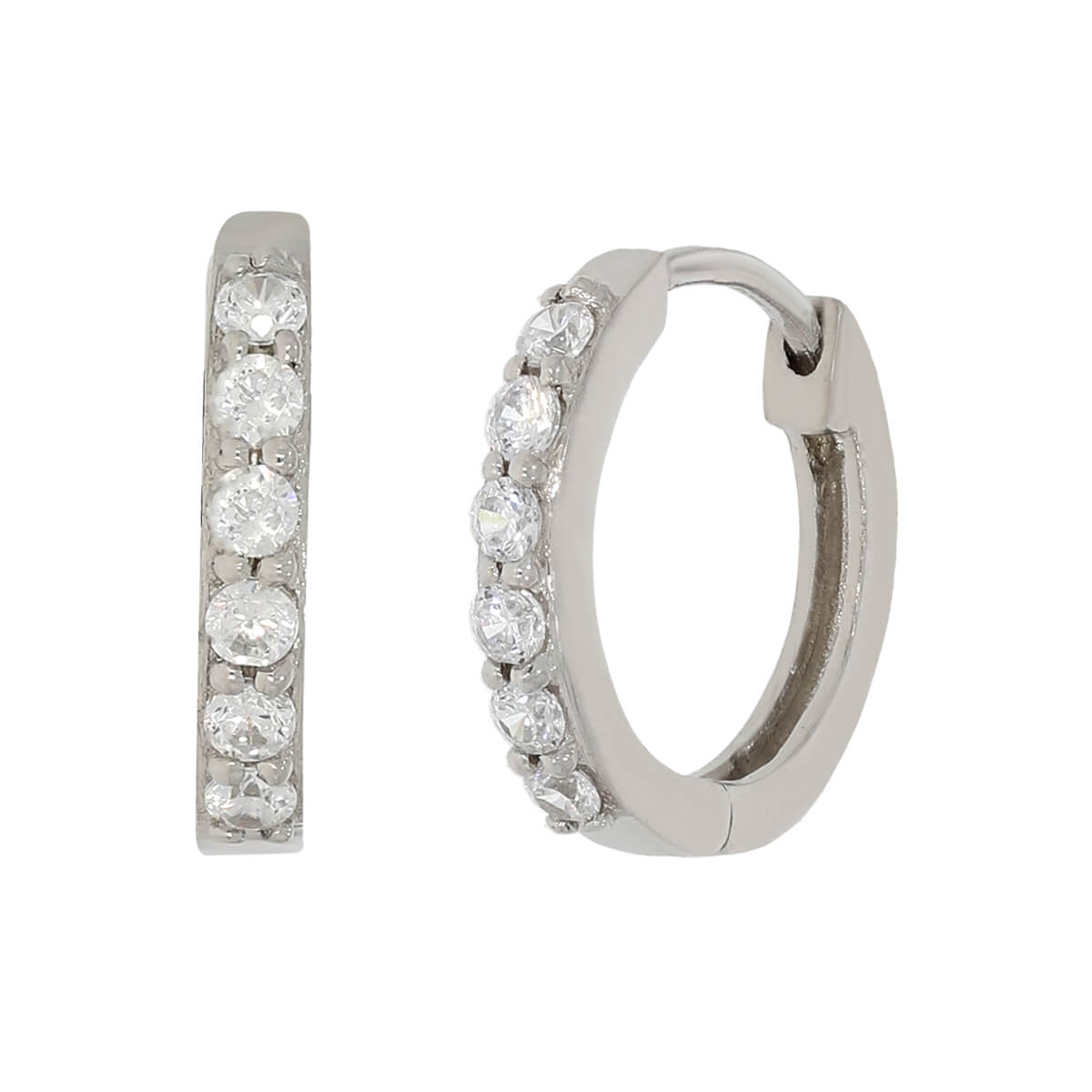 Silver Zircon Sparkling Hoop Earrings