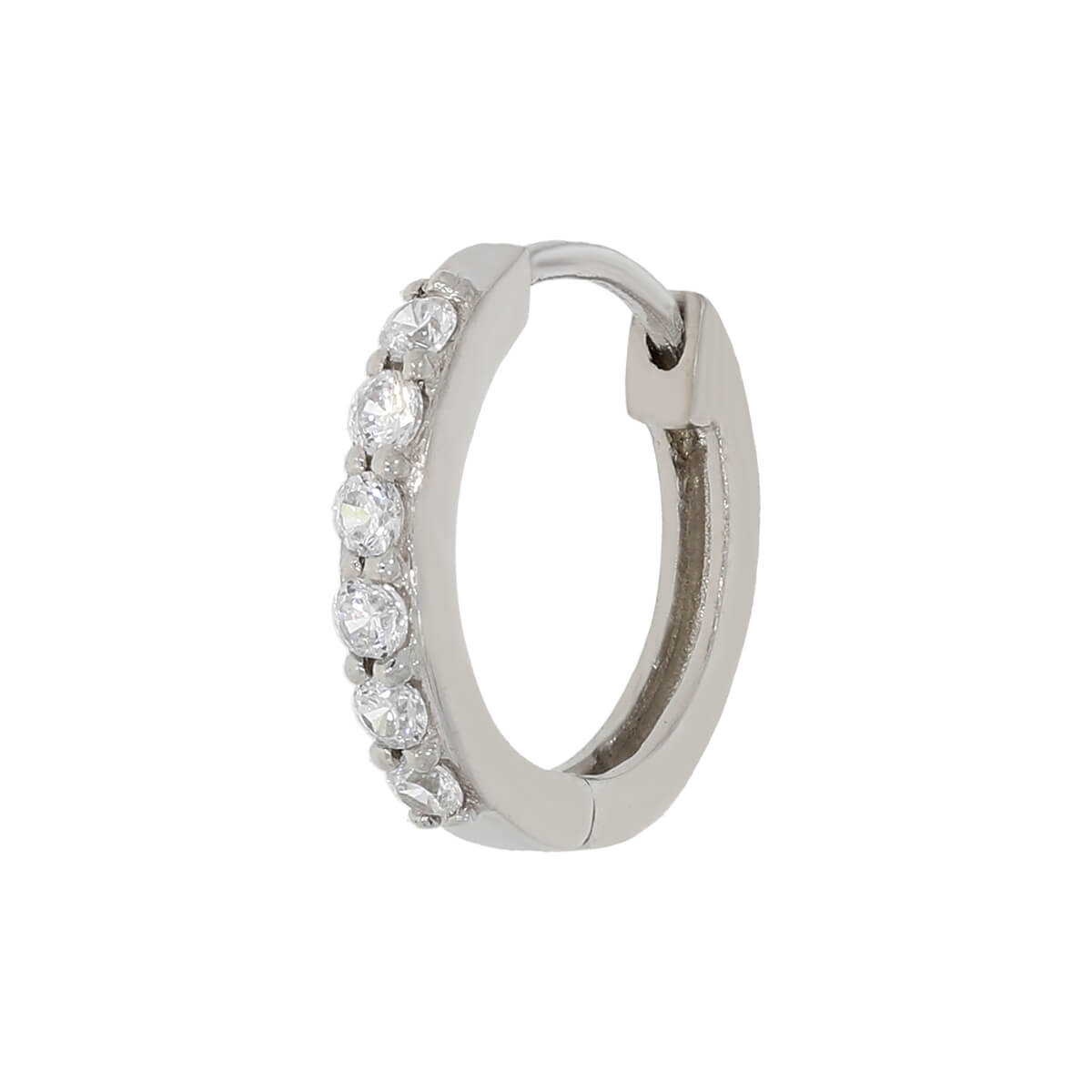 Silver Zircon Sparkling Hoop Earrings