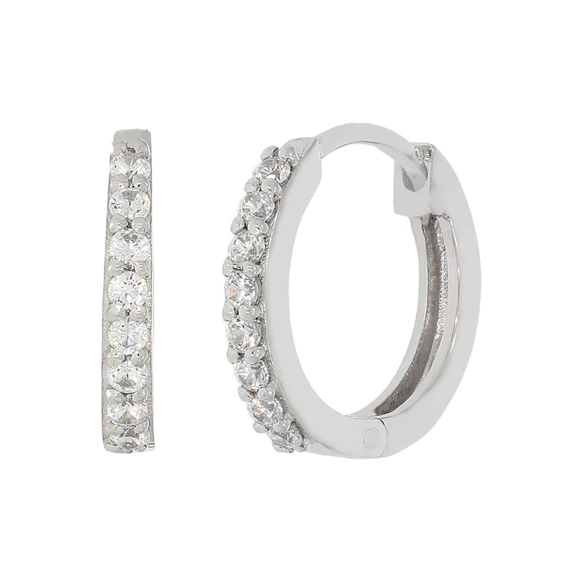 Silver Sparkling Loop Hoop Earrings