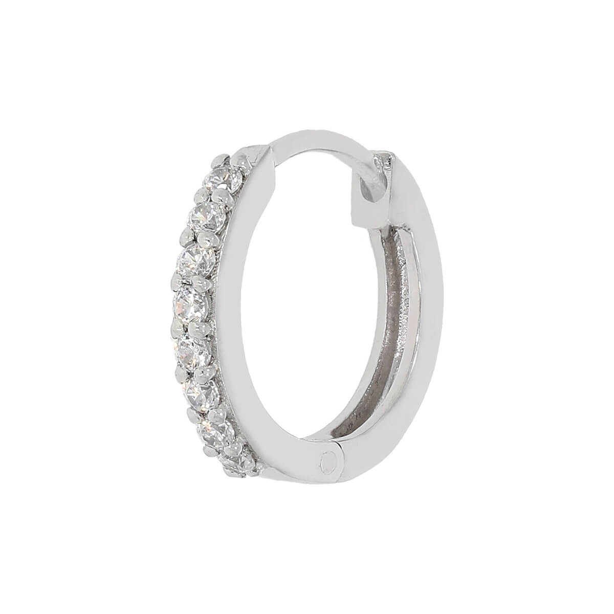 Silver Sparkling Loop Hoop Earrings