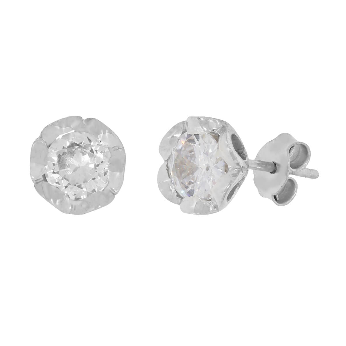 Silver Zircon Flower Earrings