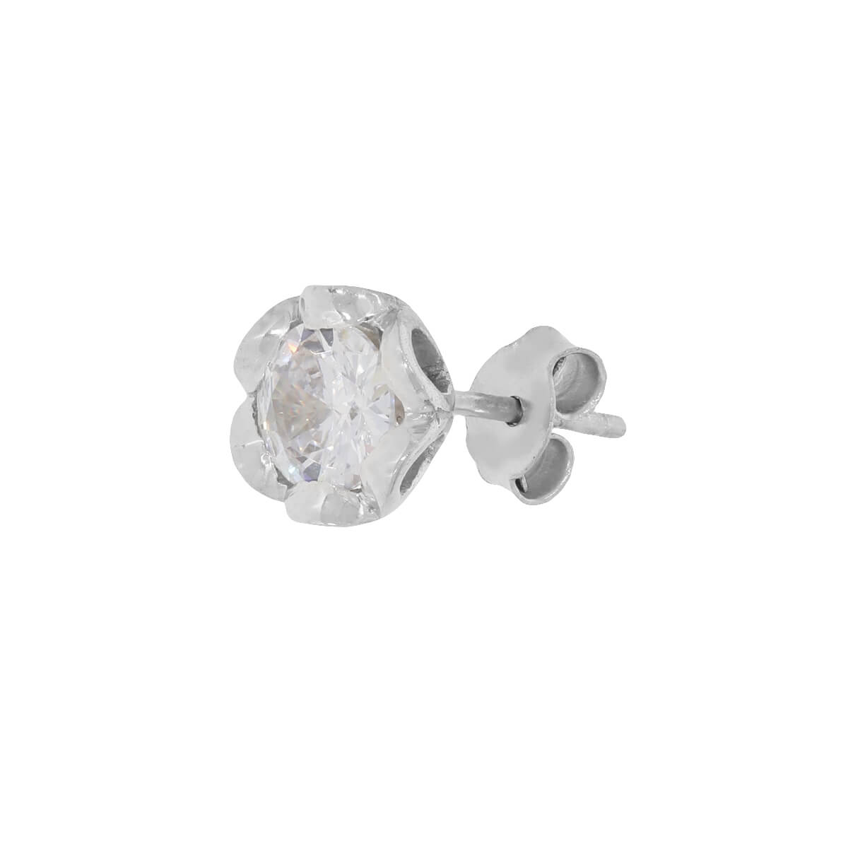 Silver Zircon Flower Earrings
