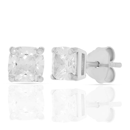 Silver Zircon Symmetry Square Studs