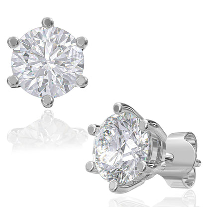 Brilliant Round-Cut Stud Earrings in Sterling Silver