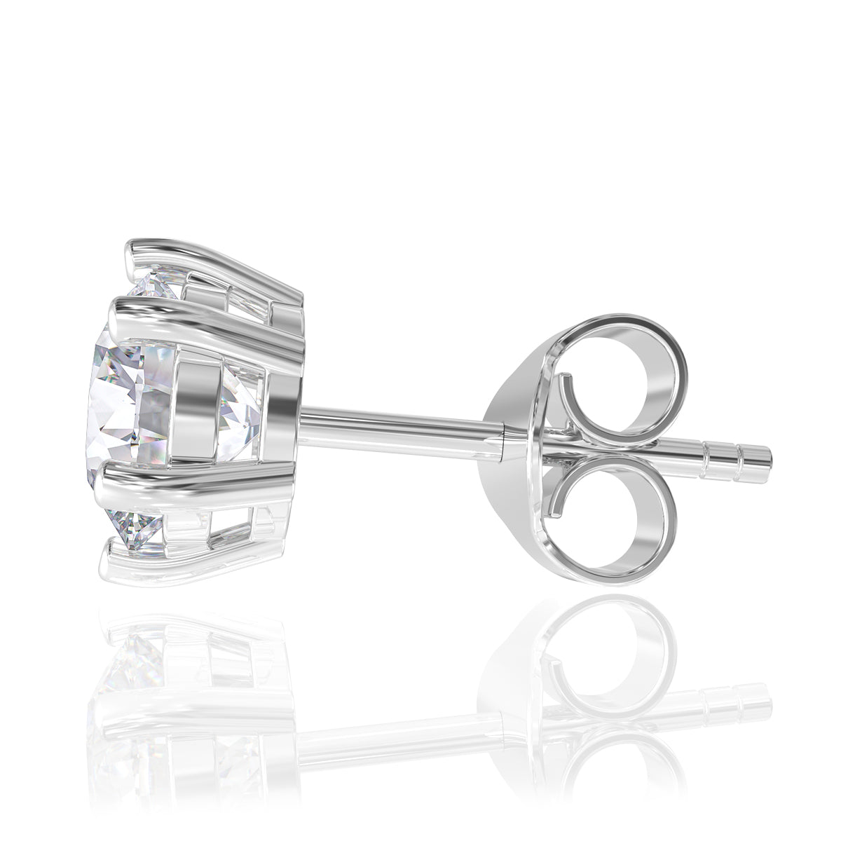 Brilliant Round Cut Stud Earrings In Sterling Silver