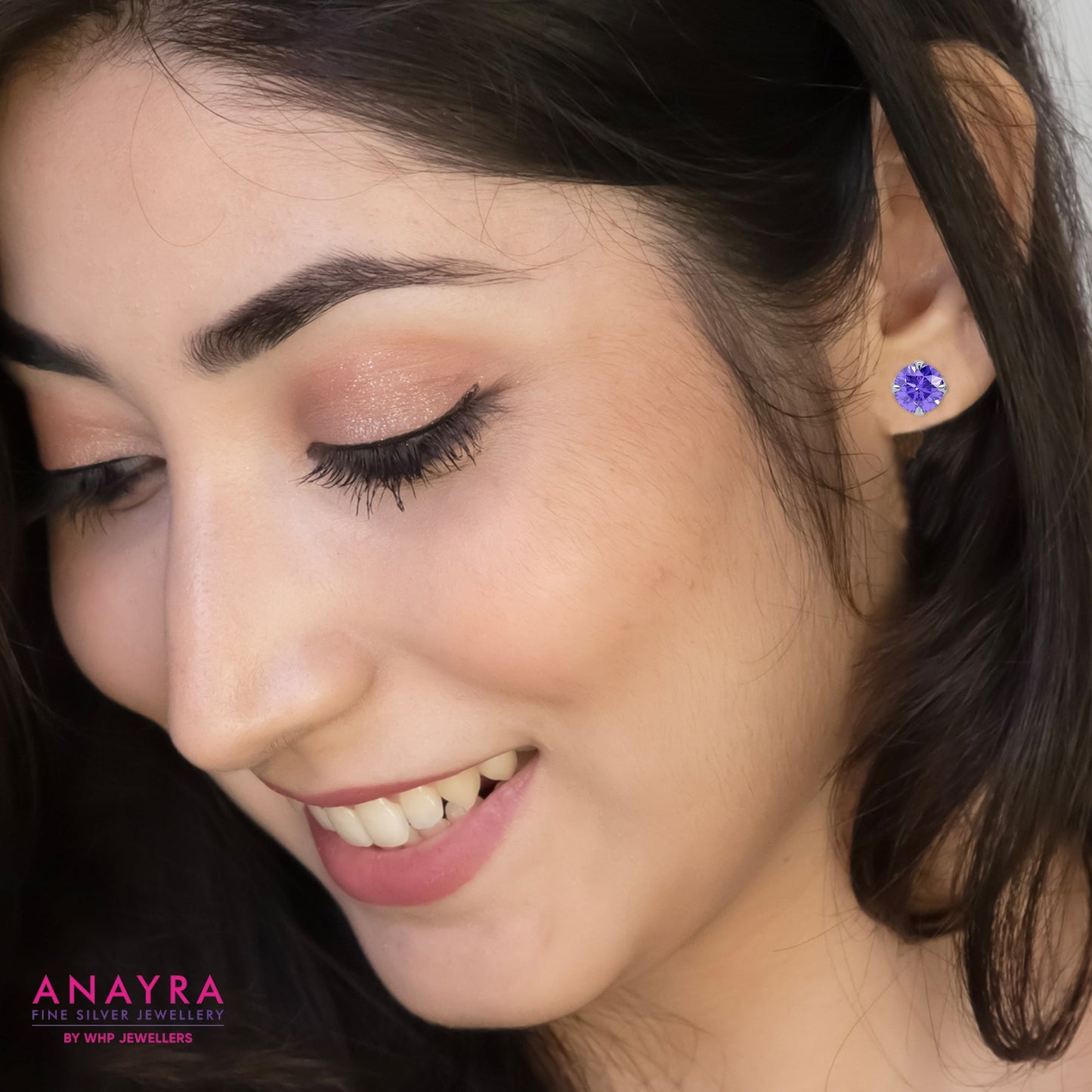 Purple Gemstone Stud Earrings