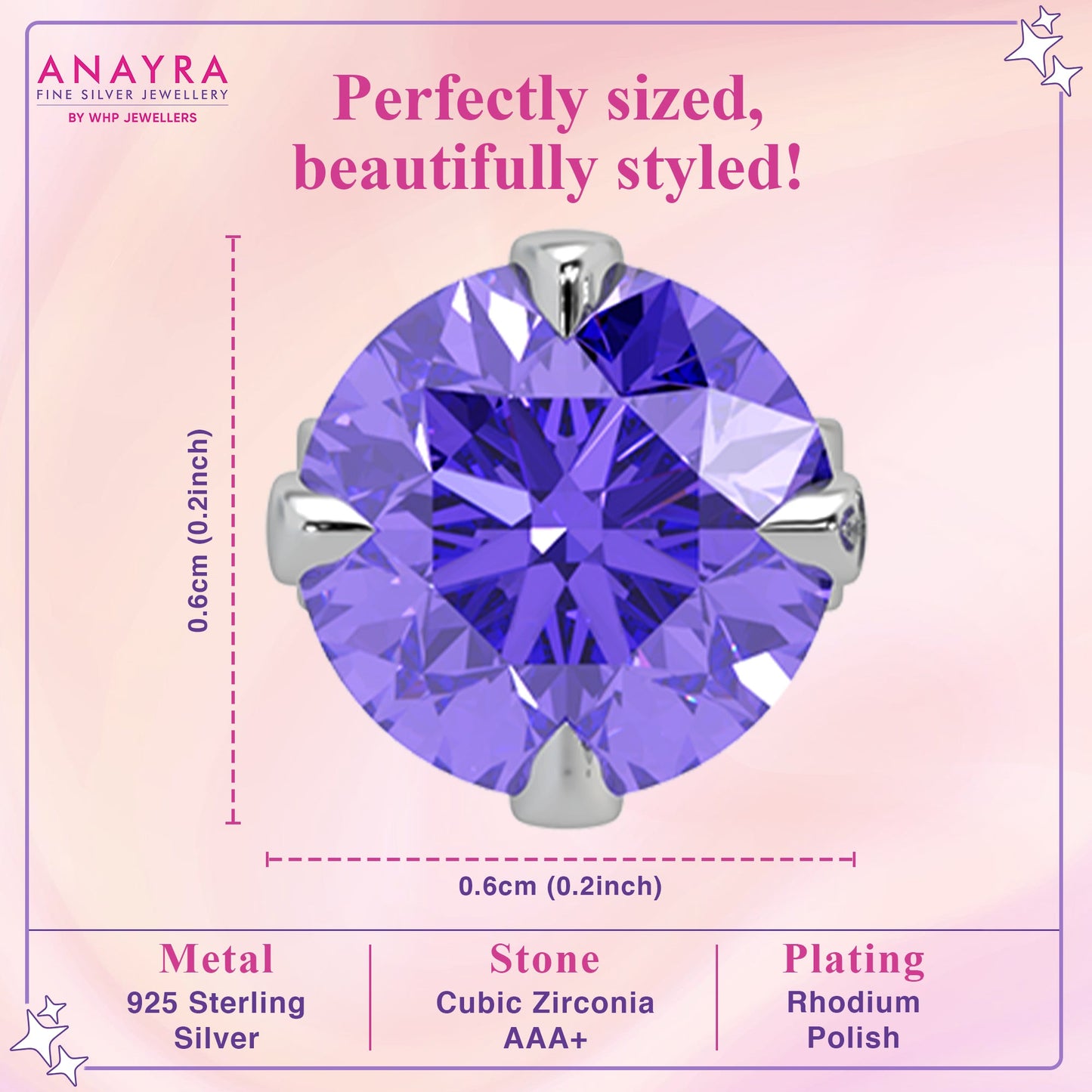 Purple Gemstone Stud Earrings