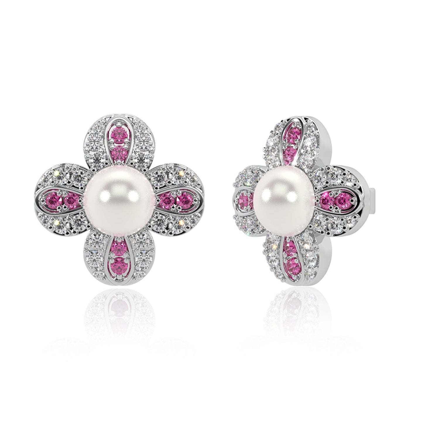Floral Frost Pink Stud Earrings