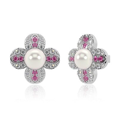 Floral Frost Pink Stud Earrings