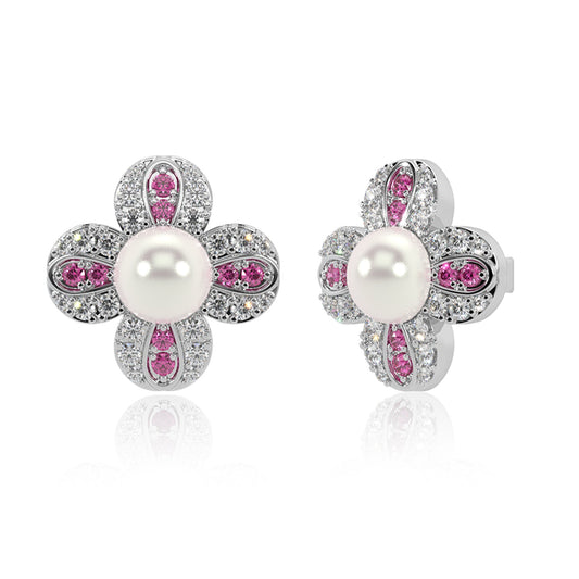 Floral Frost Pink Stud Earrings