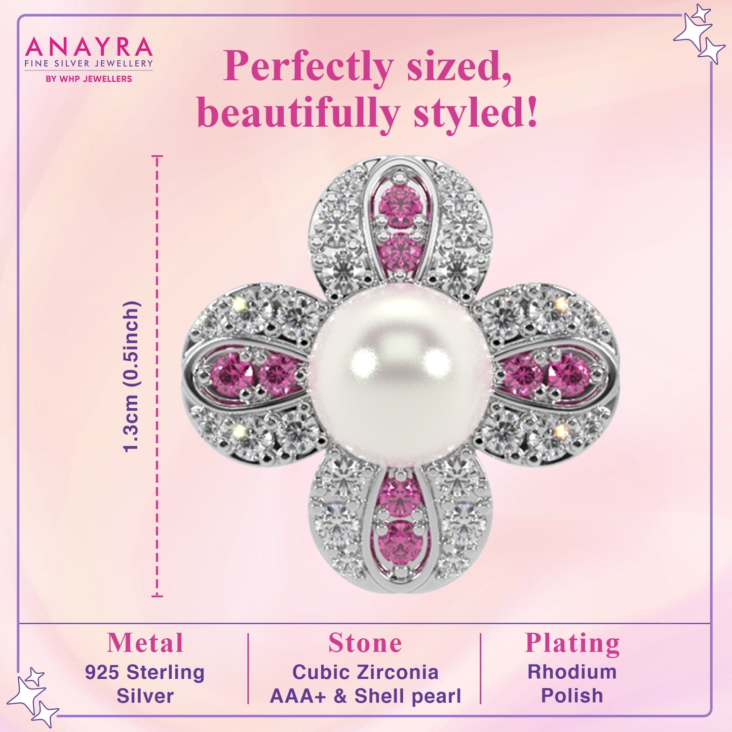 Floral Frost Pink Stud Earrings