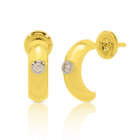 Diamond Half-Hoop Gold Plated Earrings