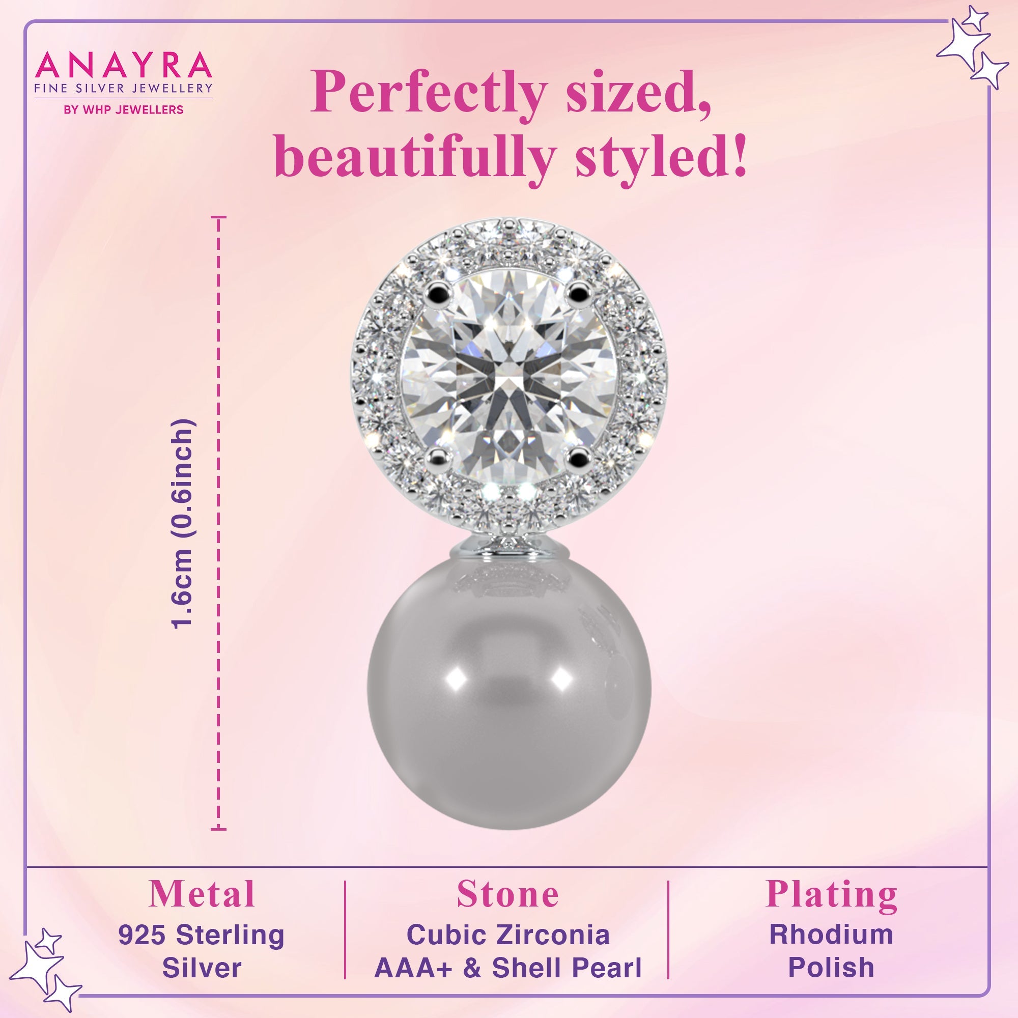Sparkling Halo Pearl Drop Earrings